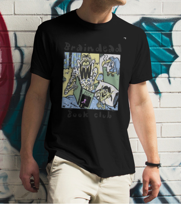 Wearebraindead Brain Dead Book Club Monster Peep Comic Panel T-Shirt