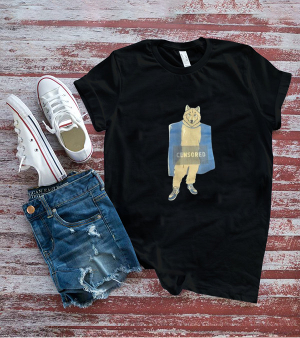 Censored Wolf In Suit With Blue Background T-Shirt