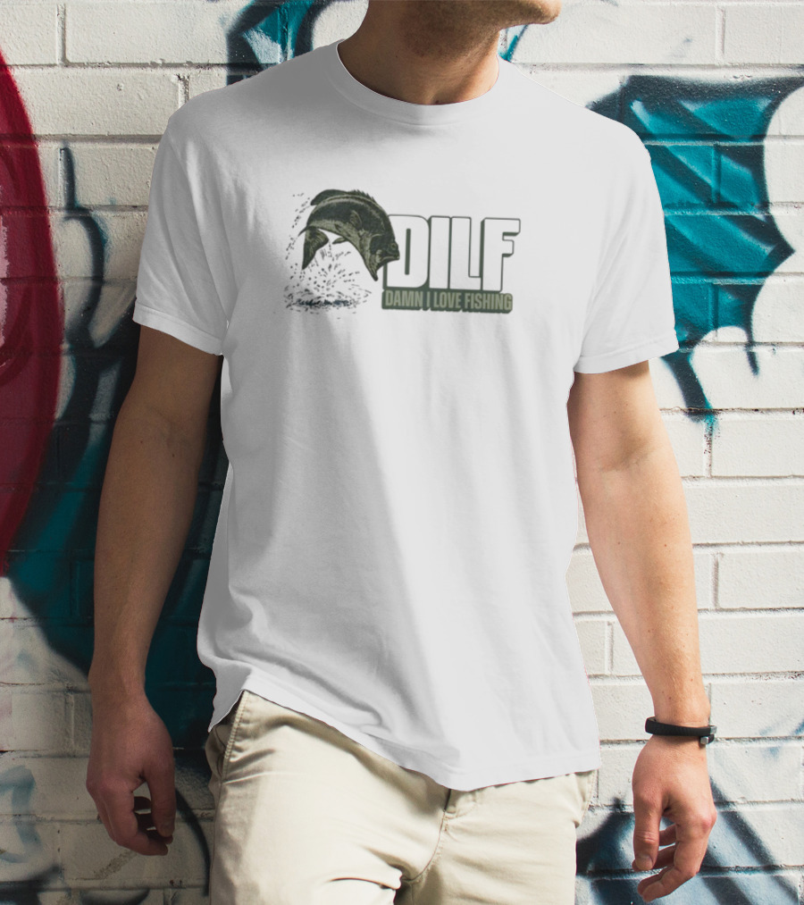 Middleclassfancy Dilf Damn I Love Fishing Jumping Fish T-Shirt