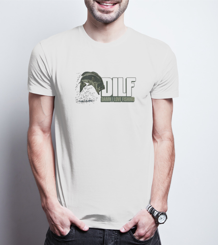 Middleclassfancy Dilf Damn I Love Fishing Jumping Fish T-Shirt