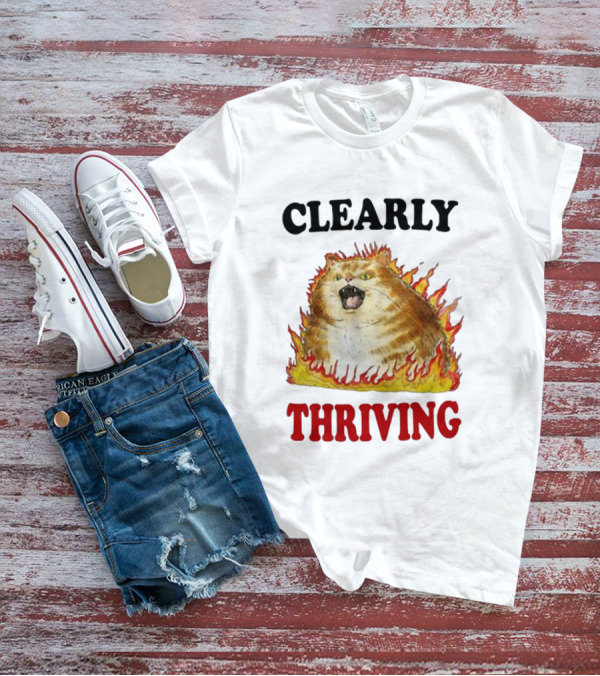 CLEARLY THRIVING Fluffy Cat In Flames T-Shirt