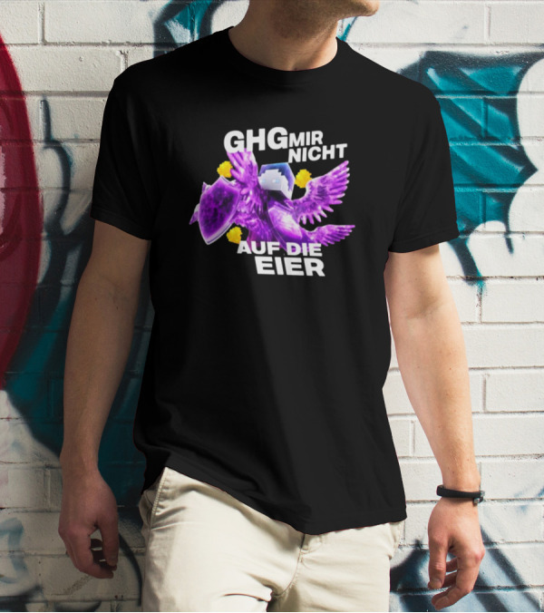 GHG Mir Nicht Auf Die Eier Minecraft Bird Shield Purple T-Shirt