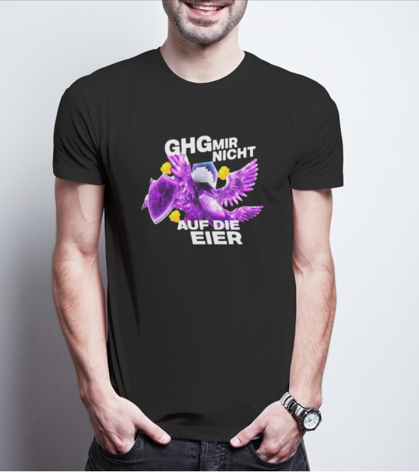 GHG Mir Nicht Auf Die Eier Minecraft Bird Shield Purple T-Shirt