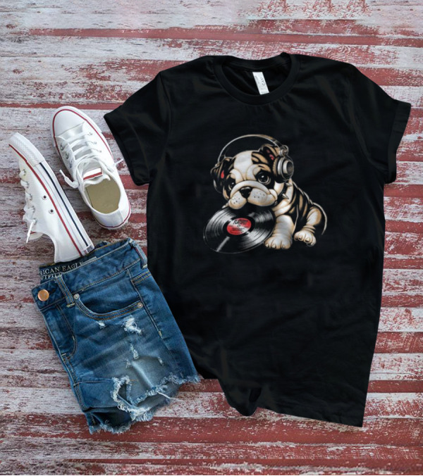 Flatspot Records Babydog Vinyl Headphones Bulldog T-Shirt