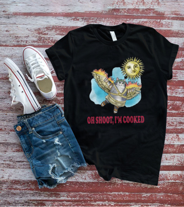 Oh Shoot I'm Cooked Flying Cat With Wings Near Sun T-Shirt