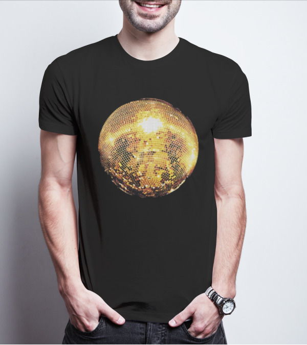Gold Disco Ball Vintage 90s Shine Reflective Party T-Shirt