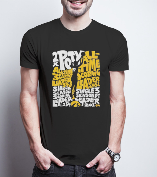 Caitlin Clark 2x POY All-Time Scoring Leader Iowa Single Season 3 Pt Leader T-Shirt