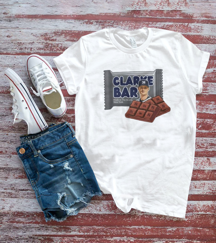 Clarke Bar Made In The Bronx New York Chocolate Baseball 36 Yankees CS T-Shirt