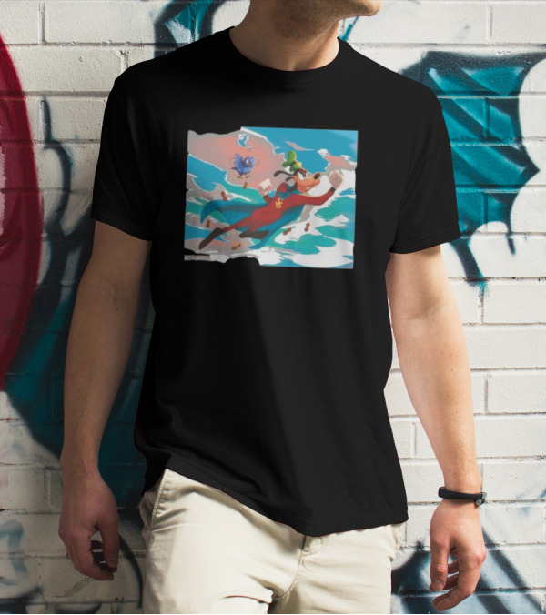 Disney Lorcana Super Goof Flying Hero Dog Adventure With Blue Bird Companion T-Shirt