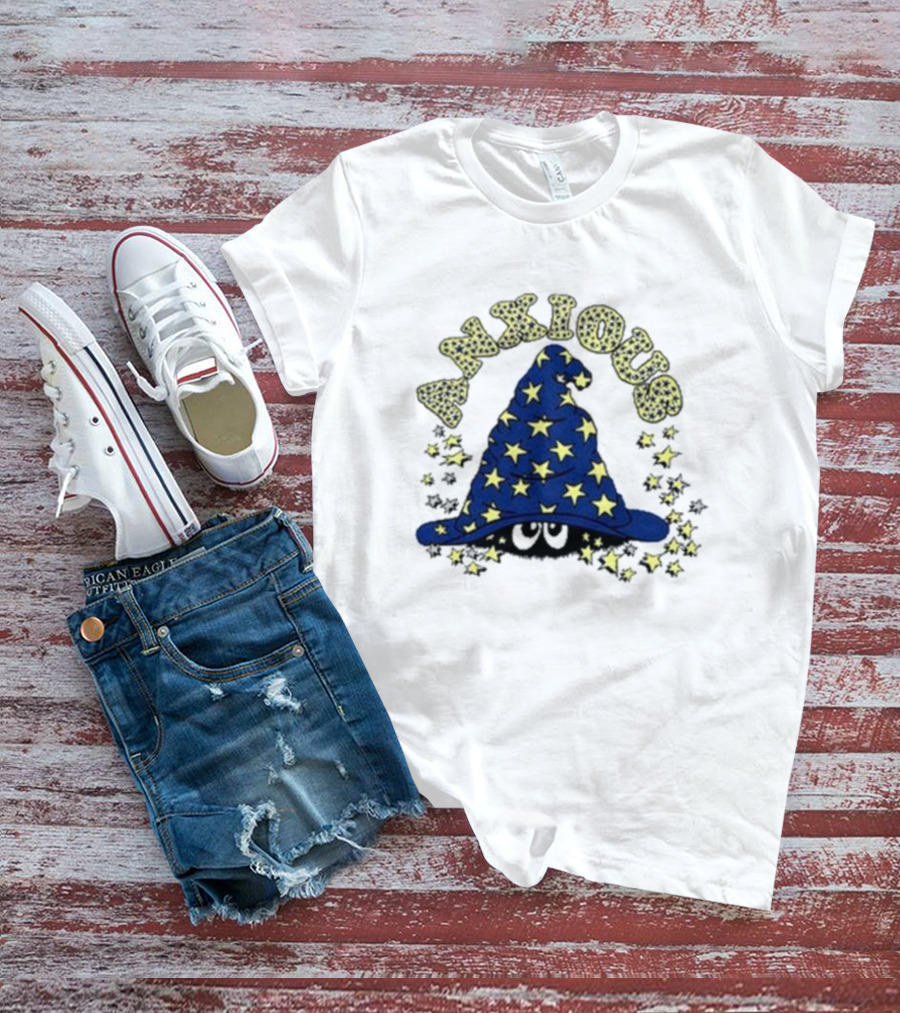 Anxious Wizard Hat With Stars And Bubbles T-Shirt
