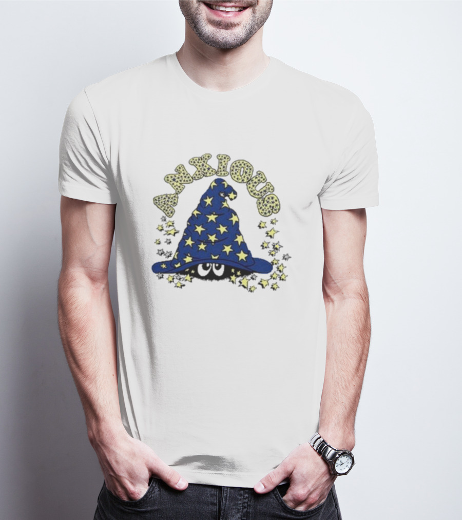 Anxious Wizard Hat With Stars And Bubbles T-Shirt