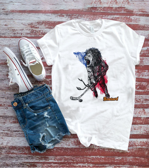 Vtipné Hokejové Potisky Bastard Lví Hokejista Trikolora T-Shirt
