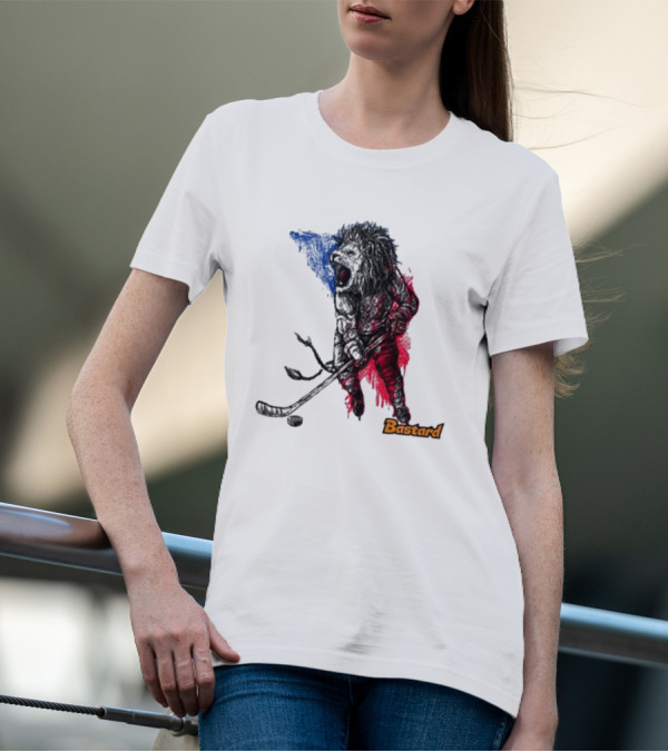 Vtipné Hokejové Potisky Bastard Lví Hokejista Trikolora T-Shirt