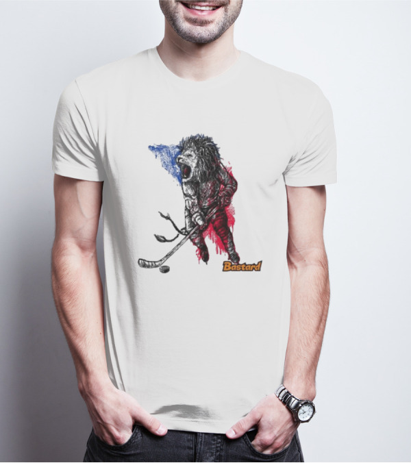 Vtipné Hokejové Potisky Bastard Lví Hokejista Trikolora T-Shirt