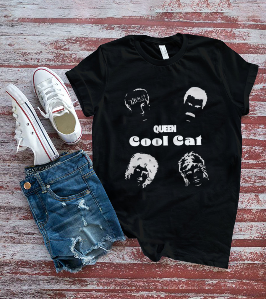 Queen Cool Cat Silhouette Faces T-Shirt