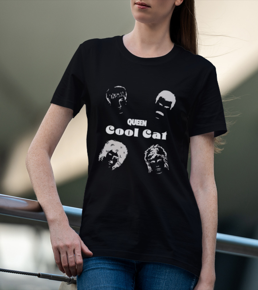 Queen Cool Cat Silhouette Faces T-Shirt