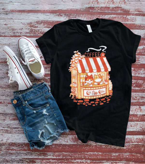 Lazy Cat Coffee Cat Nap Cafe Cozy Kiosk T-Shirt