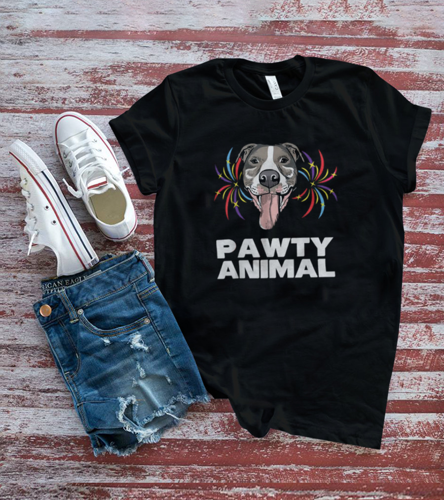 Pawty Animal Dog Lovers Partying Funny Mens Dog T-Shirt