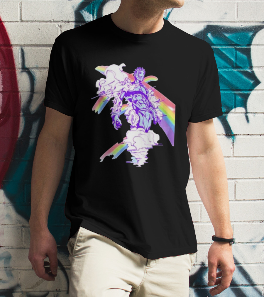 Hoshipieces Weather 9oz Manga Style Purple Cloud Man With Rainbow Elements T-Shirt