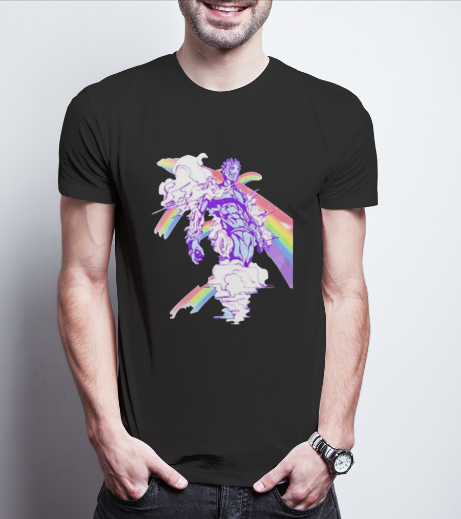 Hoshipieces Weather 9oz Manga Style Purple Cloud Man With Rainbow Elements T-Shirt
