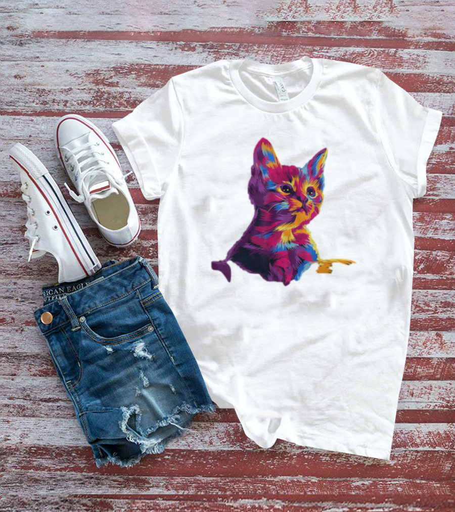 Kitten Colorful Art For Cat Lovers T-Shirt