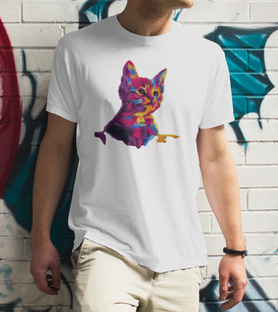 Kitten Colorful Art For Cat Lovers T-Shirt