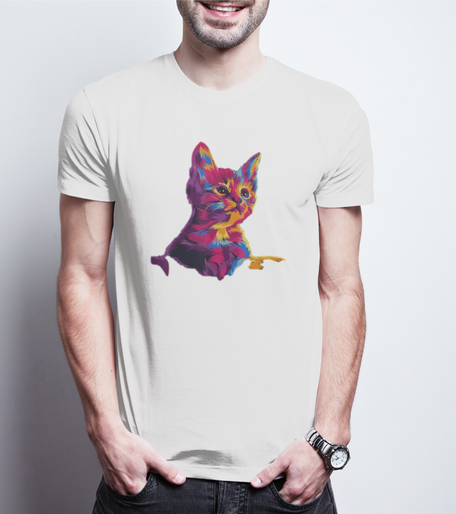 Kitten Colorful Art For Cat Lovers T-Shirt