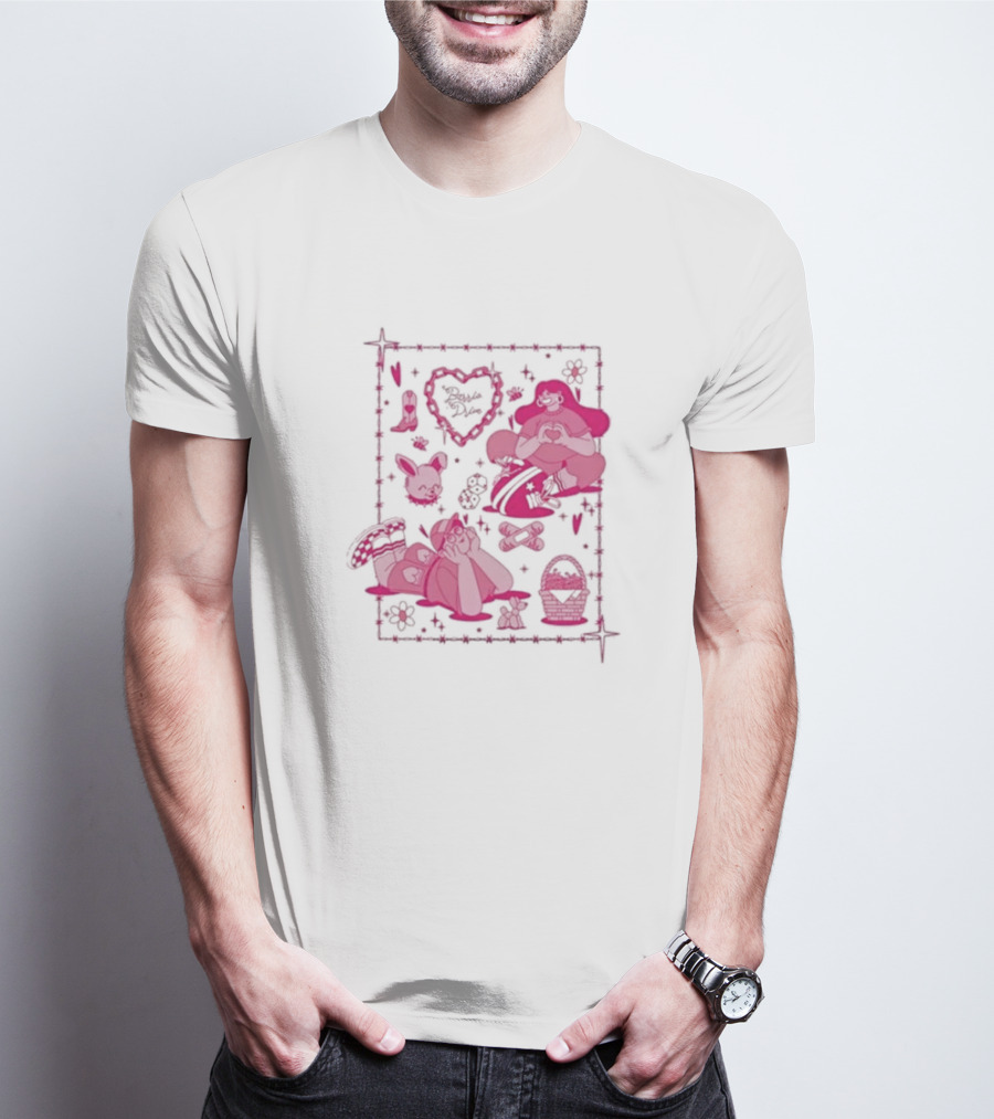 Barrio Drive Picnic Neon Heart Love Basket Motif T-Shirt