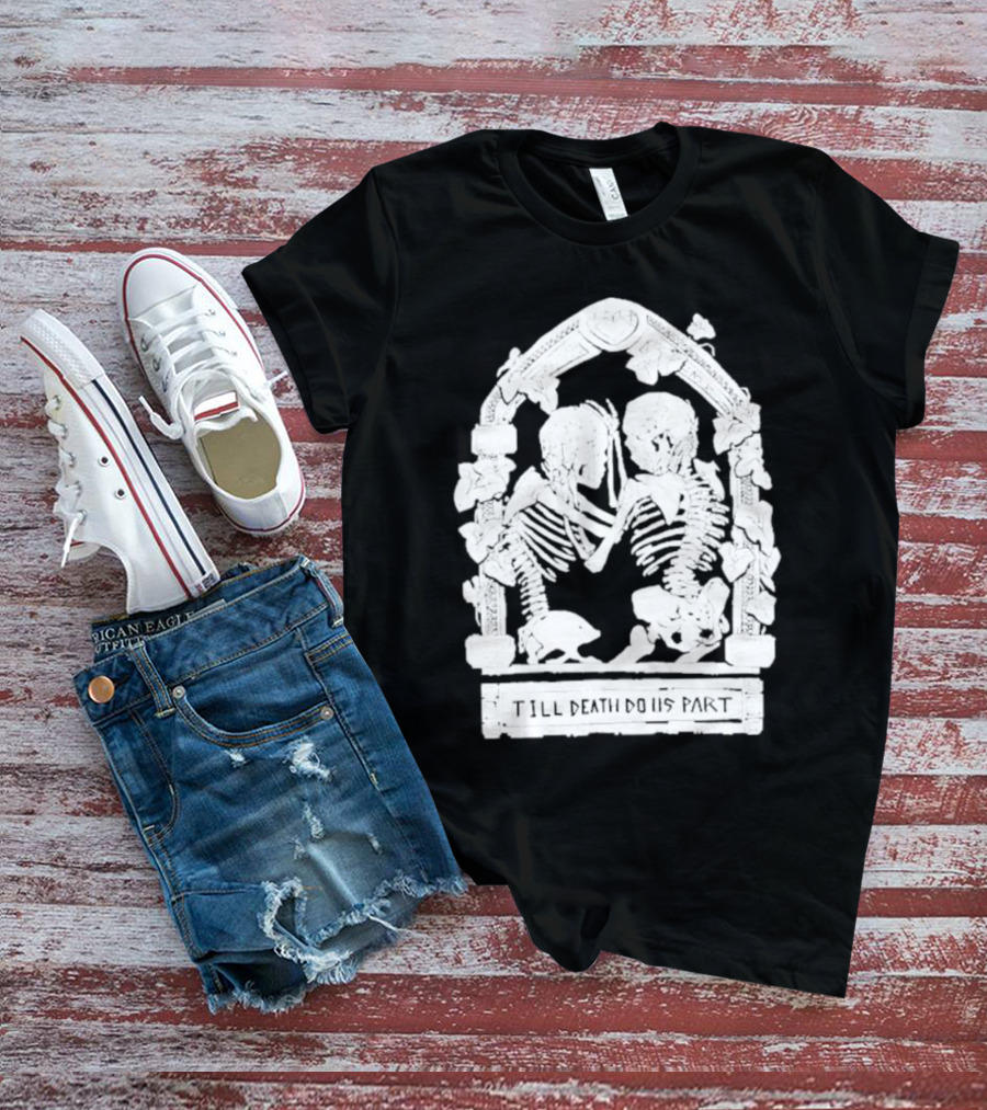 Till Death Do Us Part Skeleton Gothic Arch Motif T-Shirt