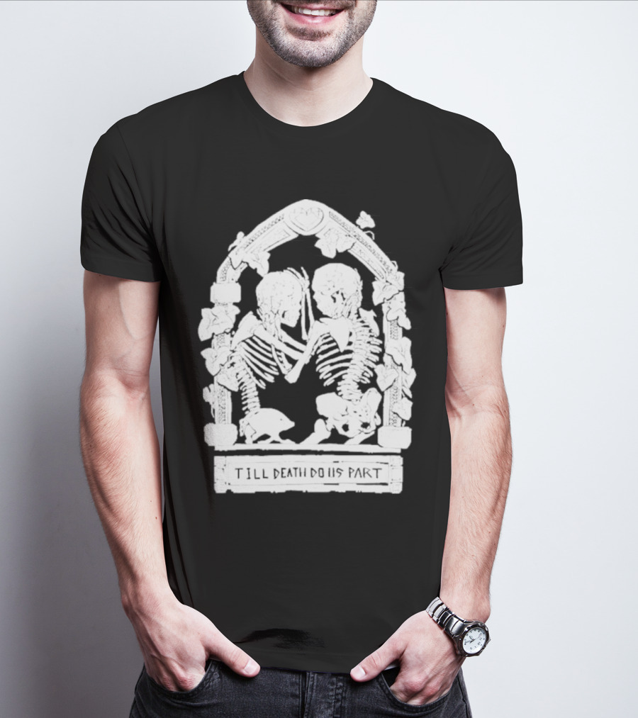 Till Death Do Us Part Skeleton Gothic Arch Motif T-Shirt