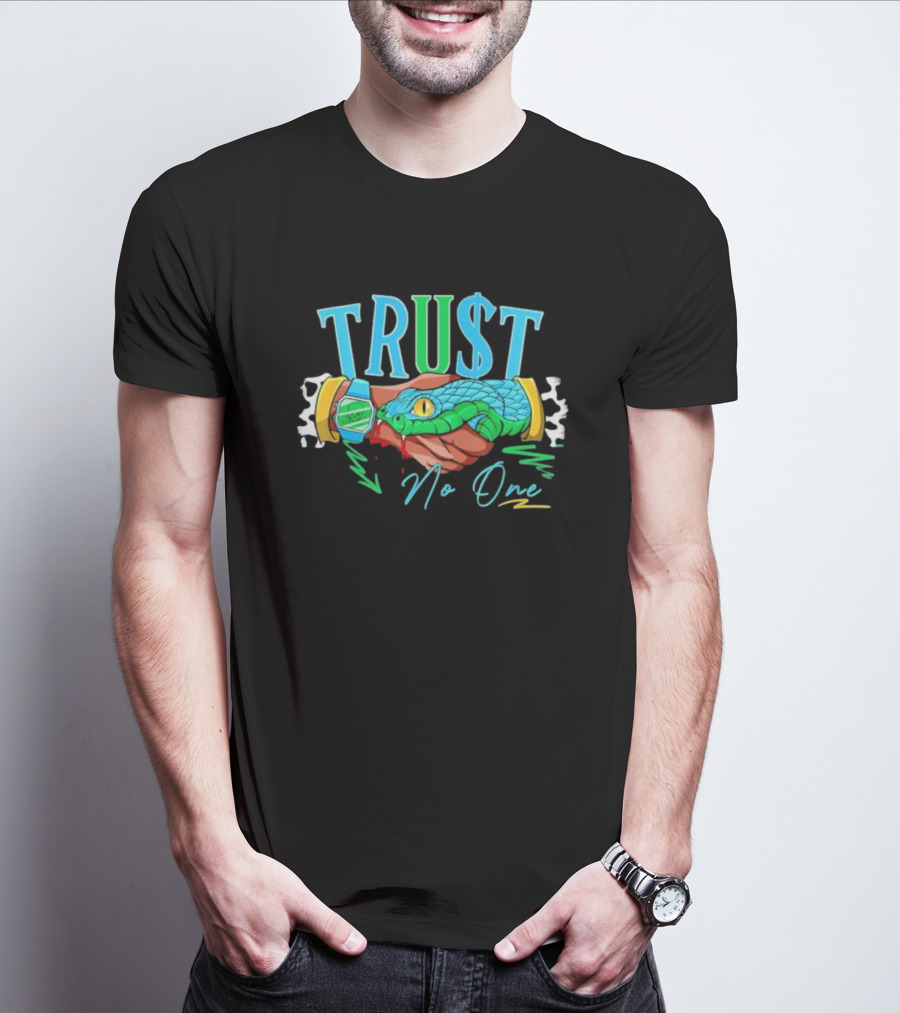TRU$T No One Handshake Snake Graphics Chunky Dunky Matching T-Shirt