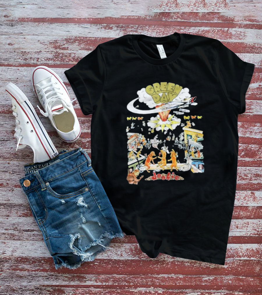 Green Day Dookie Cartoon Explosion Scene T-Shirt