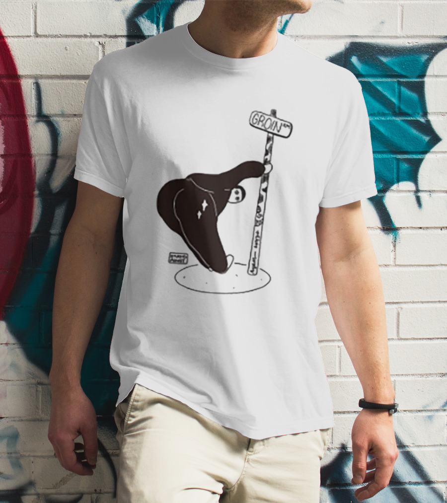Groin Street Sign With Bandaged Steak Character By Rpwp T-Shirt