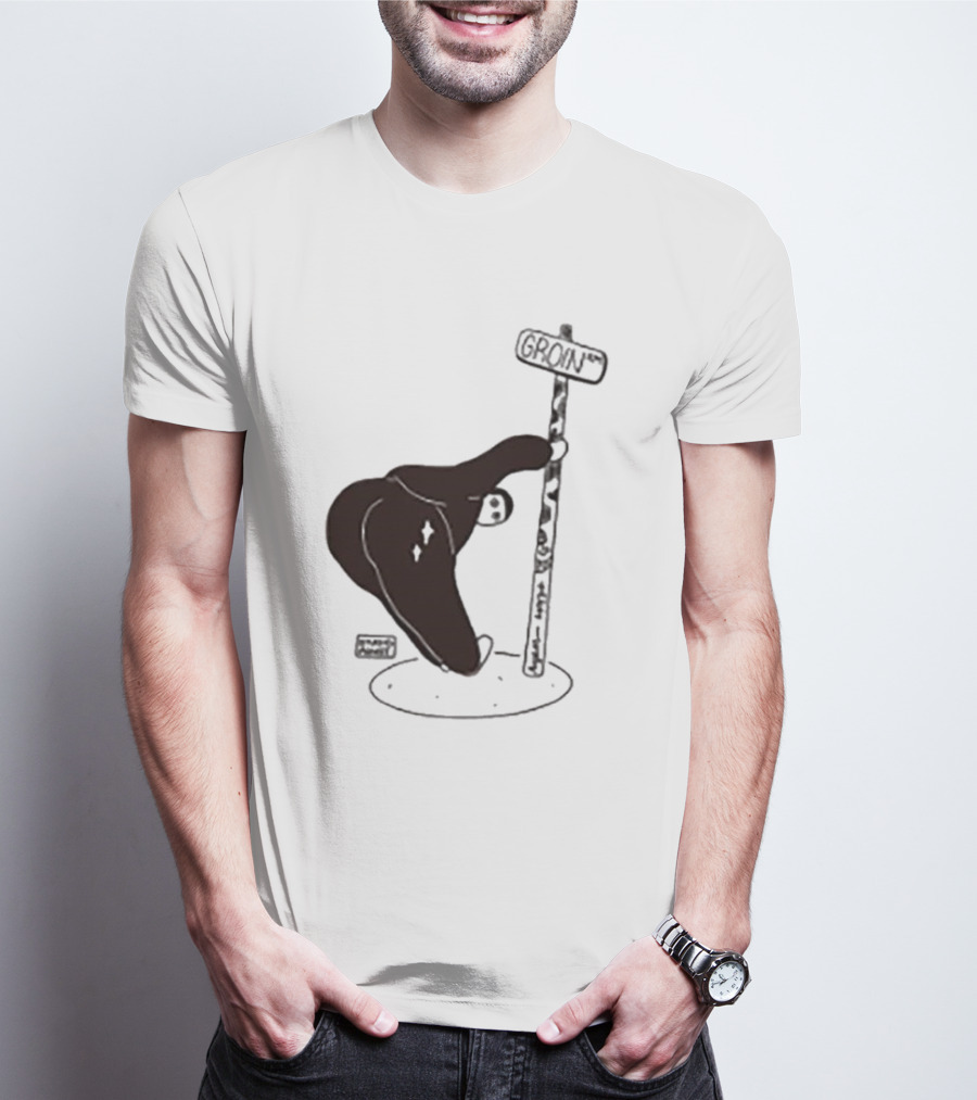 Groin Street Sign With Bandaged Steak Character By Rpwp T-Shirt