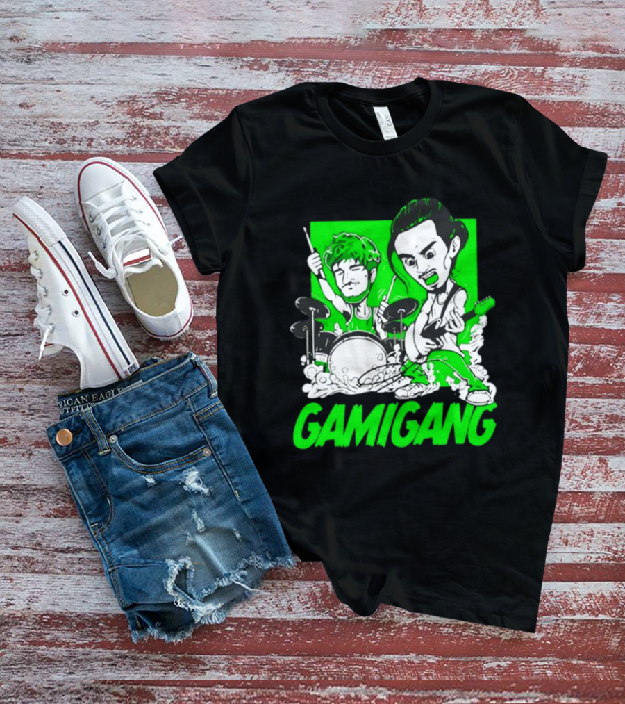 Gami Gang Origami Angel Anime Drummer Guitarist Duo T-Shirt