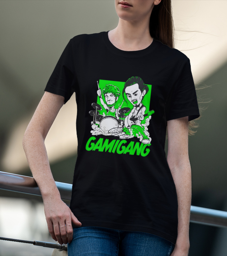 Gami Gang Origami Angel Anime Drummer Guitarist Duo T-Shirt