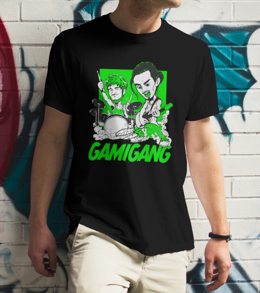 Gami Gang Origami Angel Anime Drummer Guitarist Duo T-Shirt