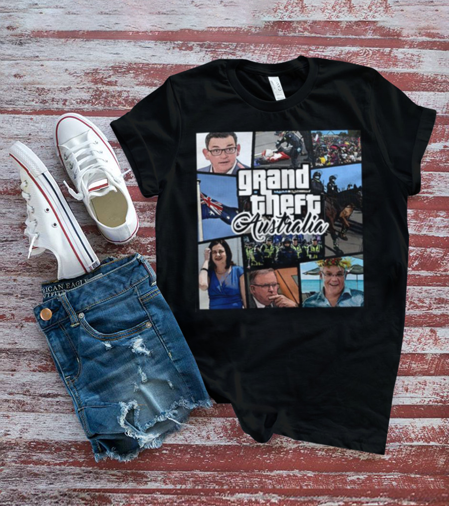 Aussiebotstudio Grand Theft Australia Melbourne Police Political Satire T-Shirt