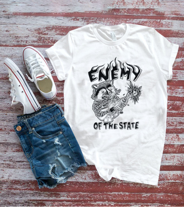 Punkwithacamera Enemy Of The State Raccoon With Flamethrower T-Shirt