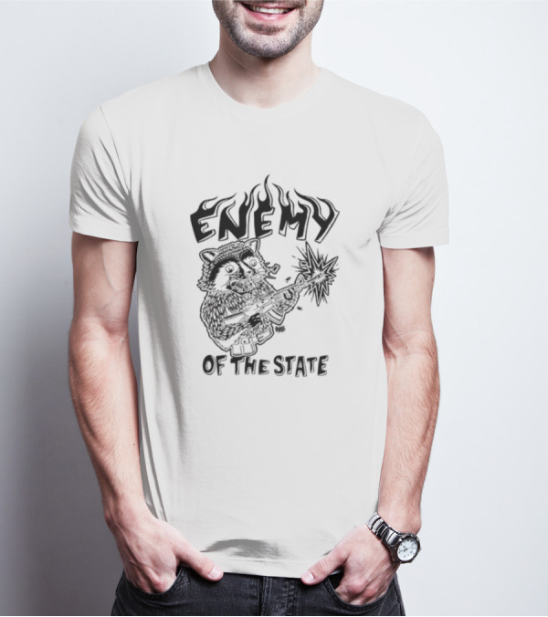 Punkwithacamera Enemy Of The State Raccoon With Flamethrower T-Shirt