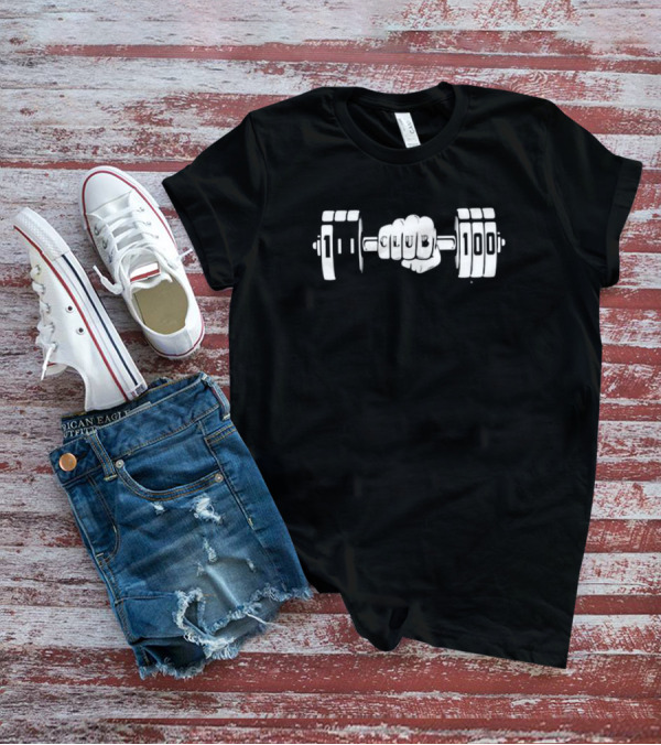 Dookiebutter 100 Club 100 Gym Doworkson Weightlifting Dumbbell T-Shirt
