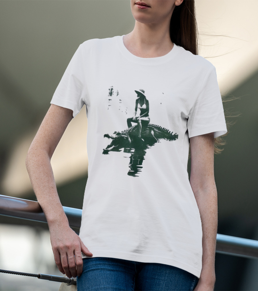 El Cocodrilo Girl In Swimwear Riding Crocodile Iconic Adventure T-Shirt