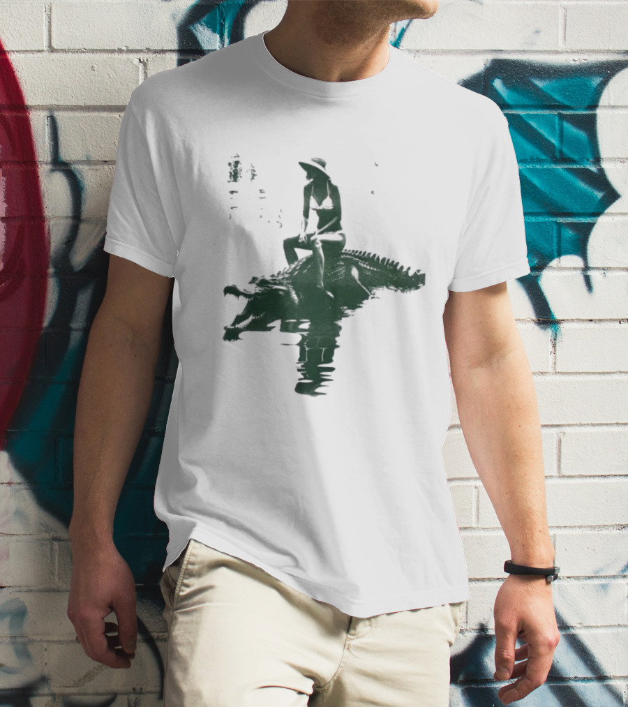 El Cocodrilo Girl In Swimwear Riding Crocodile Iconic Adventure T-Shirt