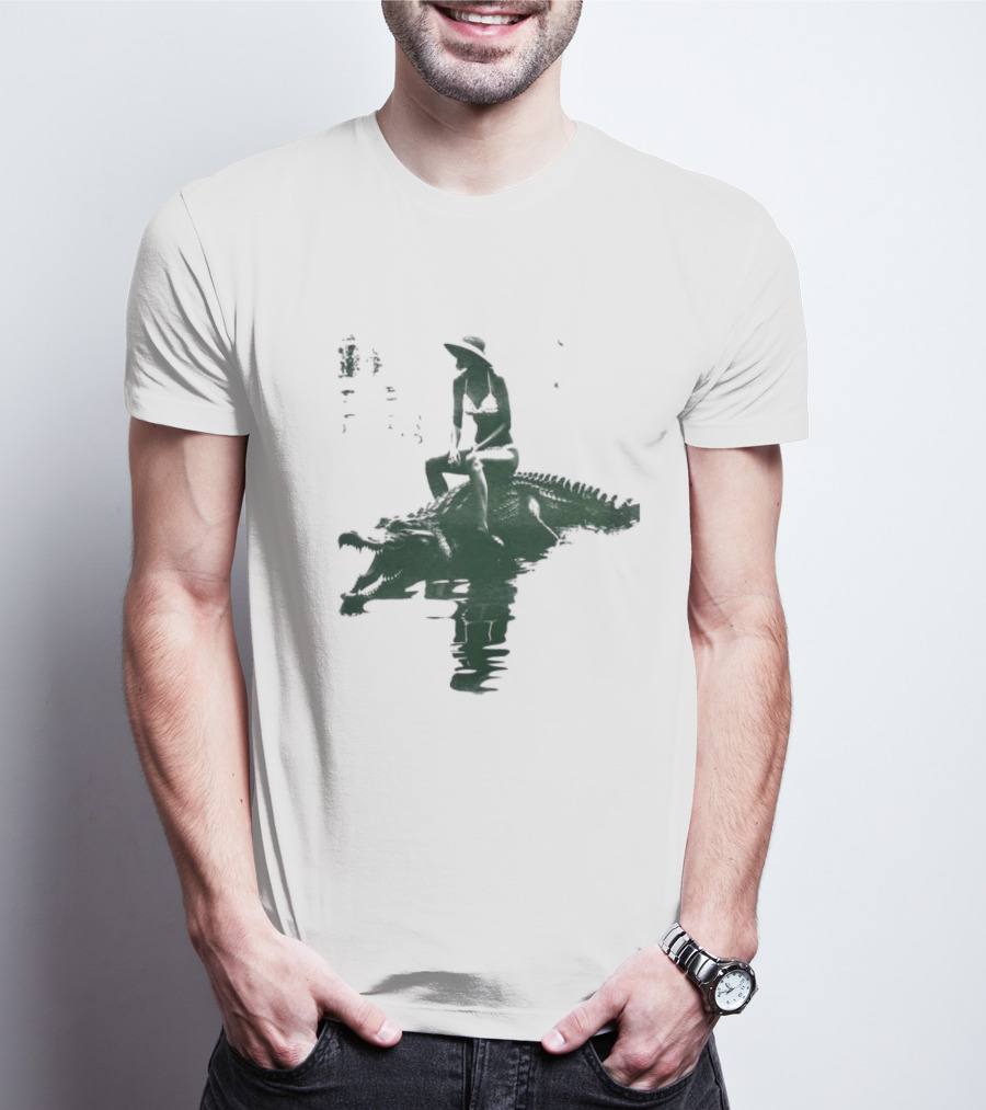 El Cocodrilo Girl In Swimwear Riding Crocodile Iconic Adventure T-Shirt