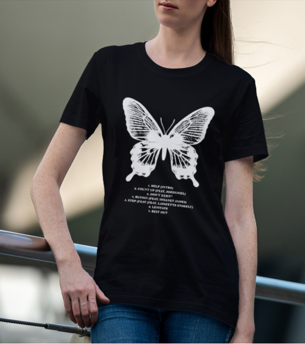 Gian Kash Faith Over Fear Butterfly With Tracklist Featuring Jordeniel Innanet James Lapayette Stokely T-Shirt
