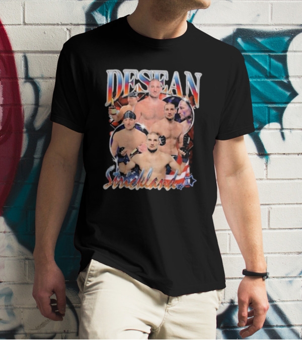 Desean Strickland Patriotic MMA Fighter Collage T-Shirt
