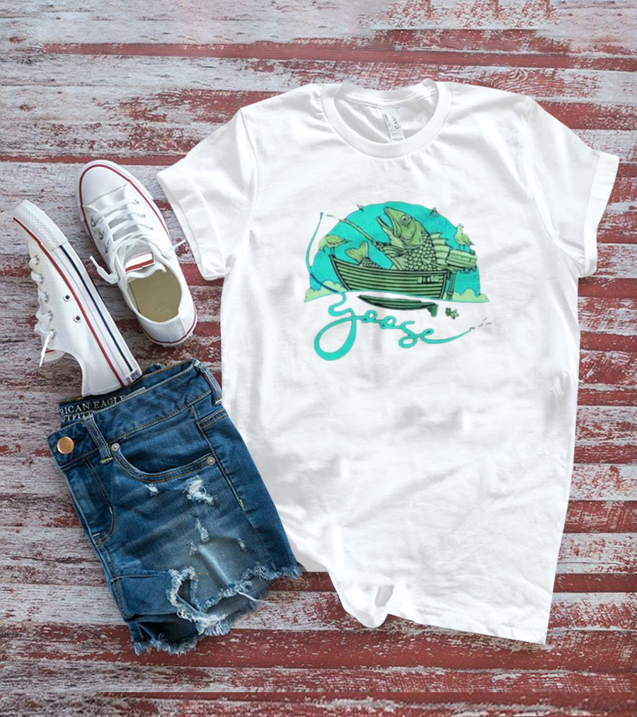 Goose June 16 2024 Cleveland Jacobs Pavilion Concert Big Fish Boat And Bird T-Shirt