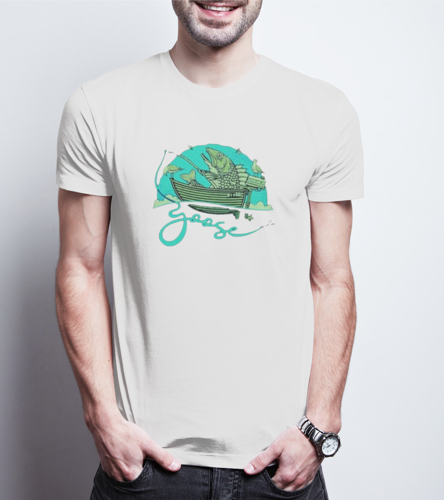 Goose June 16 2024 Cleveland Jacobs Pavilion Concert Big Fish Boat And Bird T-Shirt