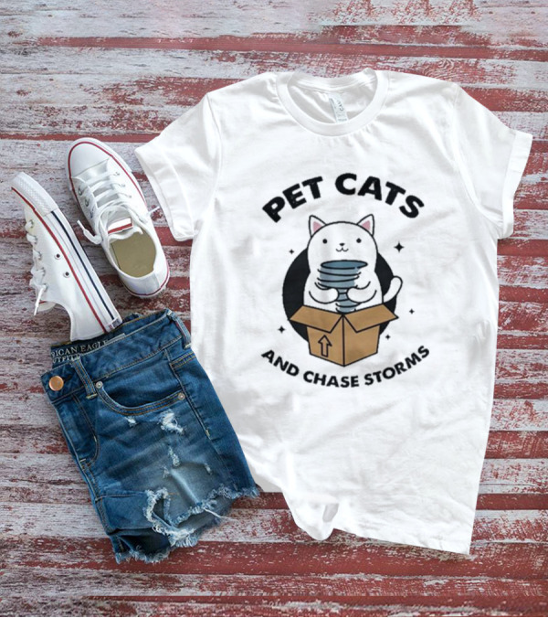 Helicity Pet Cats And Chase Storms Black Cat In Box Holding Tornado T-Shirt