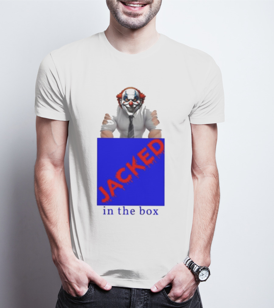 JACKED In The Box Clown Concept With Red-Blue Contrast T-Shirt